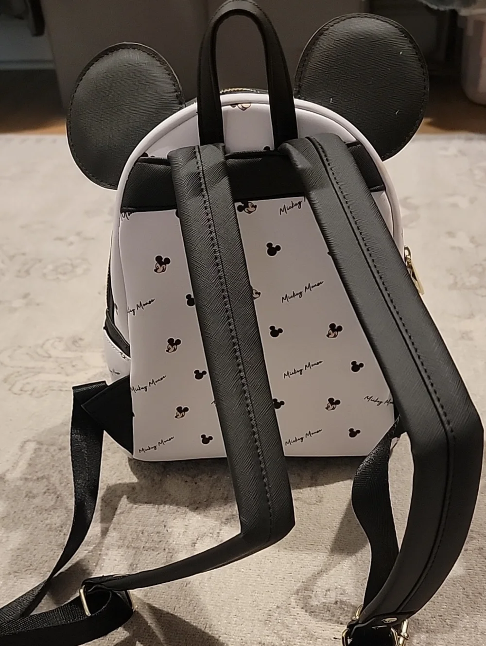 Loungefly White Mickey Mouse Mini Backpack with Black Ears